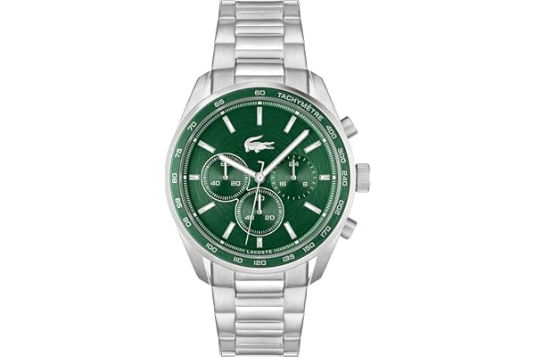 Lacoste Montre Chronographe à Quartz Collection Boston pour Homme avec Bracelet en Cuir ou en Acier Inoxydable en Maillons ou Maille