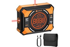 Neoteck 4x90°Inclinomètre Numérique avec 2 Laser - Rechargeable 2 Faces Magnétique Écran LED Rétroéclairé Double Bulle Électronique – Outil de Mesure d’Angle pour Menuiserie Bricolage Chantier