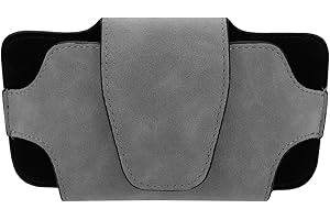 LFOTPP Sunglasses Storage Box Glasses Holder for Car Sun Visor, Eyeglasses Storage Organizer Holder Clip, Leather Glasses Storage Case For All Cars (Grey)