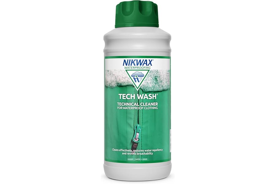 Nikwax TECH WASH 1 Litre Wash-In Technical Cleaner - Market Leading Cleaner Designed to Revitalise Water Repellency and Breathability of Waterproof Gear, Outdoor Clothing and Synthetic Sleeping Bags
