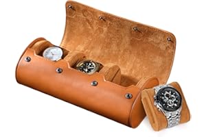 BAIGIO Przenośna rolka do zegarków, pudełko z poduszką, 3 przegródki, do przechowywania zegarków, skóra PU