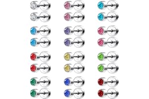 AoedeJ 12 Pairs Flat Back Stud Earrings for Men Cubic Zirconia Stud Earrings Stud Earrings for Women Flat Back Earrings for Men
