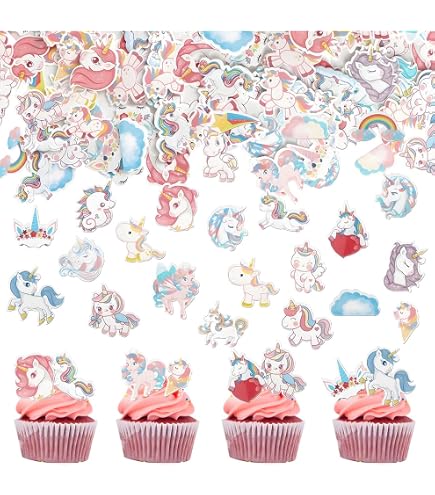 24 Sets Toppers Et Wrappers Cupcake Licorne - Carton Dur, 10x13cm - Décoration Anniversaire, Fête Enfants, DIY - 11