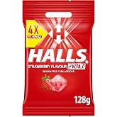 Halls Candy Strawberry Flavor, Sugar Free, Pack of 4 x 32g | Sugar-free candies with strawberry flavor and refreshing effect,