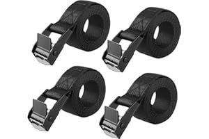 SHUBEIEUMI 4 PCS Cinghie di Fissaggio a Cricchetto, Cinghia di Ancoraggio con Chiusura, Adatto per Moto, Auto, Portabiciclette, 100cm x 2cm Cinghie di Tensione(Nero)