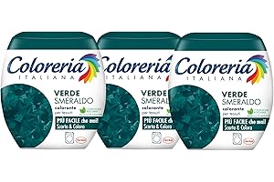 Coloreria Italiana Grey Colorante Tessuti e Vestiti in Lavatrice, Verde Smeraldo, 3 Confezioni da 350g