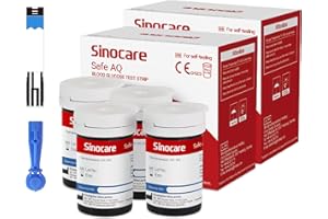 sinocare Tiras Glucosa, 100 x Tiras de Prueba de Glucosa, Tiras Reactivas Glucosa para Sinocare Safe AQ Smart y Voice
