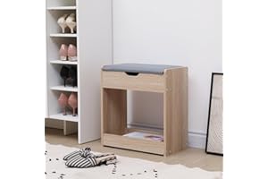 QIHANG-UK Shoe Storage Bench for Hallway Entryway Porch, Shoe Cabinet Shoe Rack Bench with Lift-Up Bench Top & Seat Cushion