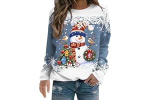 ZJKESDIOAW Christmas Jumpers for Women Ladies Santa Claus Xmas Snowman Printed Sweatshirt Cute Funny Hilarious Ugly Sweater
