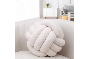 IIQI Cuscino a Nodo, nodo di peluche Imitato Fatto a Mano Cuscino Divano per la Decorazione Domestica (Creamy White 1,22cm)