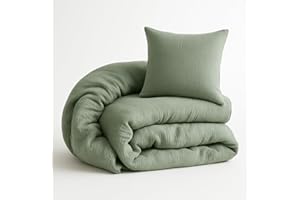 ‎ALAVYA HOME ALAVYA HOME® Kinderbettwäsche 135x200 2 teilig | ÖkoTex Zertifiziert & für Allergiker geeignet | Musselin Bettwäsche Kinder Set mit je 1 Bettbezügen 200 x 135 & 1 Kissenbezügen 80x80 | Khaki