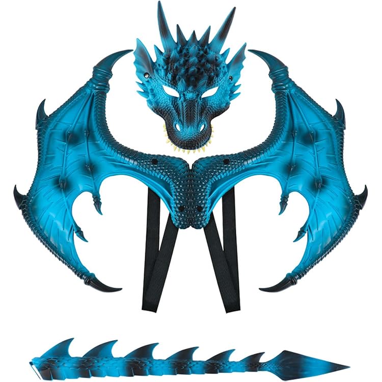 Costume Dragon SWEETBIUTI - Masque Corne Et Ailes - Mousse PU - Halloween, Cosplay - Adulte Unisexe