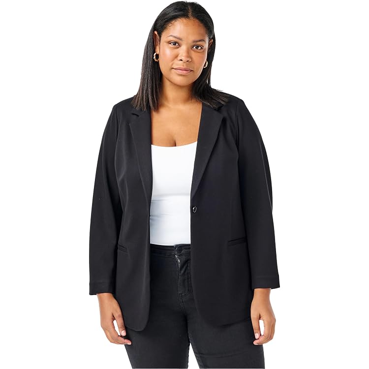 Ulla Popken Jerseyblazer Blazer Tailliert Jacquard V-Ausschnitt Langarm