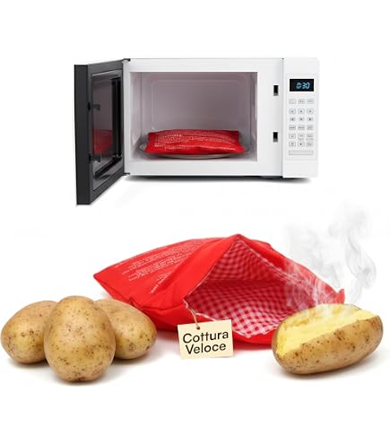 CoguZed Confezione Da 2 Sacchetti Per Patate Al Microonde - Riutilizzabili, In Poliestere, Lavabili In Lavatrice - Patate Perfette In 4 Minuti - 4