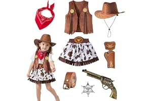 BOYIFEIJIE Western cowboy kostym barn 3–11 år med cowboyhatt barn, väst, byxor, bä , röd halsduk och tillbehör, karneval ma