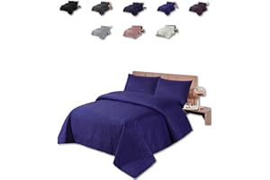THEWHITEWATER LIMITED BEDSPREAD - Luxury Quilted – 3 Tog – Bed Throw Warm Quilt – (Bedspread Double 200 x 220 cm - Royal Blue) Bed Spread Set 100% Cotton Cover + Virgin Polyester 150 GSM - Pinsonic Stitching