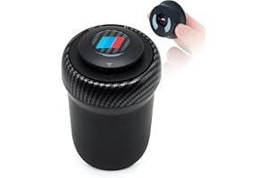 STOREBAO Cenicero de BMW coche con encendedor portátil y luz de respiración colorida LED para BMW Serie 1/3/5/7 y X1/X3/X5/X6, la tapa se abre automáticamente (Fibra de carbon)