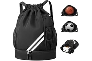 Corpower Mode Sport Rucksäcke, Turnbeutel Jungen, Basketball Fussballtasche, Wasserdicht Große Kapazität, mit Bodenfach und Breit Kordelzug, Außentasche für Schnellzugriff, für Erwachsener Jugend