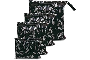 JOYO ROY 4 Stück Wet bag wasserdichte Windeltasche für unterwegs Nassbeutel Kindergarten Wetbag Kindergarten Wäschebeutel kita Wetbag Stoffwindeln Wäschebeutel Kindergarten Wasserdicht Windeltasche für Baby