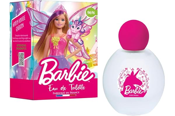 BARBIE Eau de Toilette parfum enfant fille vaporisateur 30ml notes florale-fruitée-gourmande Fabriqué en France 96% naturel thème fée et licorne
