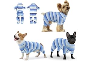 Hipet Hunde-Onesie nach Operationen, für weibliche und männliche Bauch-Wunden, Body mit Ärmel, verhindert Lecken, Beißen, E-Halsband, Alternative Schlafanzug für kleine und mittelgroße Hunde (blau, S)