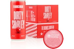 The Drinks Bureau Dirty Shirley PRIDE Cocktails Ready to Drink Cans, Made from Vodka, Juicy Cherry, Ginger & Lemon, Pre-Mixed & Ready To Drink (ABV 5%), Vegan & Allergen Free, 4 x 250ml