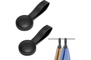 JYYWTSI 2-delad magnetisk handdukshållare, handduksklämmor i svart läderlook, 223,3 mm handdukshängare med stark magnet för k