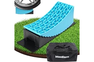 MaxEarn 2 cunei per camper allungare pneumatici per roulotte e rimorchi, rampa in plastica per auto, fino a 3 tonnellate, rampe di carico per auto con 2 tappetini in gomma antiscivolo e custodia