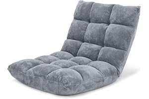 ‎SOARS SOARS Bodenstuhl mit Rückenlehne Verstellbar, Bodensofa klappbar, Bodensessel gepolstert, Meditationsstuhl für Zuhause & Büro (Grau)