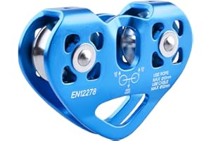 Azarxis Double Poulie Tyrolienne 30kN Tandem Escalade Poulie pour Alpinisme Spéléologie Rescue Câble
