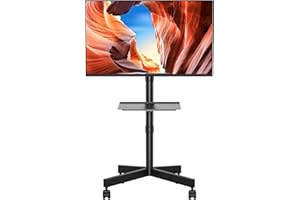BONTEC TV Ständer Rollbar für 23-60 Zoll Plasma/LCD/LED Fernseher, Tragbarer mit Laptopablage, Höhenverstellbarer Rollbarer TV Ständer Fernsehstand bis 25kg, Max. VESA 400x400mm