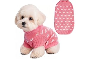 TBAMTBW Jersey Perro Forma de Corazón Jersey Perro Pequeño Jersey Perro Mediano San Valentín Jersey Gato Rosa Punto Suéter para Mascotas Ropa para Perros Pequeños y Medianos XXL