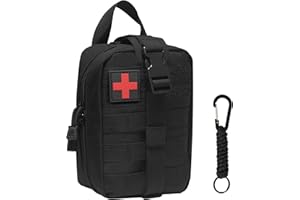 QIYUANT Molle Médico Bolsa Primeros Auxilios con Mosquetón Bolsa Botiquín Táctica Riñonera Militar Bolsa Rip-Away EMT Bolsa de Emergencia para Camping Senderismo Ciclismo Coche a Casa Negro