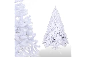 Tubiaz sztuczna choinka z 350 gałązkami, biała choinka, tworzywo PCW, sztuczna dekoracja bożonarodzeniowa, 150 cm, łatwy montaż, w zestawie metalowy stojak, trudnopalna