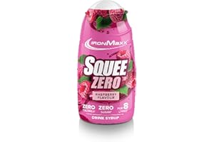 `IronMaxx SqueeZero - Raspberry 65ml Sirup | Gusto rinfrescante per 8 litri | Senza zucchero e senza calorie in 100ml di bevanda pronta da bere