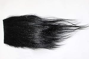 Tigofly 2 Stück 8 x 8 cm 10 Farben Ziegenhaar Fell 15–20 cm Länge Luftschlangen Fliegenbinden Pelz Materialien (schwarz)