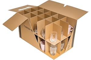 karton-billiger - 5 cajas de cartón para vasos, tazas y botellas - 15-30 compartimentos