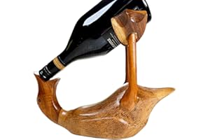 Darthome Drunken Duck Wine Bottle Holder Rustic Natural Wood Novelty Boozing Bird Stand 30cm