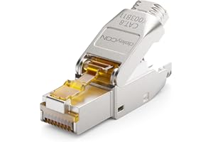 deleyCON 1x CAT 8 Prise Réseau RJ45 Sans Outil Prise Réseau 40 Gbit/s Blindée pour Câbles d'Installation Rigides de Câble Brut Connecteur RJ45 Ethernet LAN DSL Câble de Brassage