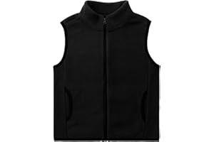 ANIMQUE Bambino Bambini Pile Polare Gilet Adulti Giacca Senza Maniche Colletto in Piedi Antivento Cerniera Caldo Cappotto Solido Genitore-Bambino Leggero Capispalla Tops