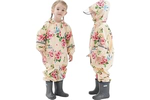 Hovkib Enfants Imperméable Filles Garçons Combinaison de Pluie Pantalon Poncho bébé Vetement de Pluie à Capuche Manteau de Pluie 1-10 ans