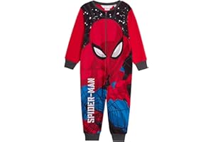 Marvel Le Pyjama Officiel Spiderman pour garçons, en Polaire, Tout-en-Un, Pyjamas pour Enfants, PJs, avec Fermeture éclair, vêtements de détente