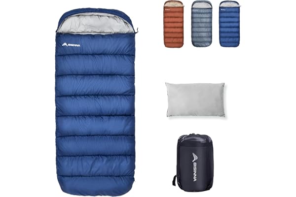 BISINNA Sac de Couchage XXL pour Adultes Grands et Grands, Taille 3-4, Chaud et Confortable, imperméable, léger, idéal pour Le Camping, la randonnée, la randonnée