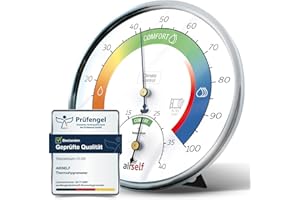 airself Termo igrometro analogico per Interni - termometro igrometro e misuratore di umidità Ambientale con Comfort-Zone per Un Pratico Controllo del Clima Interno