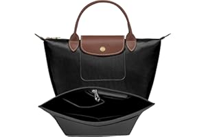 Shengxi Felt Purse Organizer for Longchamp Folding Tote Bag Organizer Insert Multi-Pocket Felt Handbag Organizer with Zipper (Black, S)