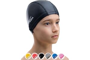 AqtivAqua Swimming Cap for Adults and Kids — Soft and Elastic Spandex with Protective Layer — Ideal for Use in Swimming Pools or Open Water