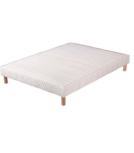 Sommier Tapissier 140x190 Hévéa | 26 Lattes Hêtre + 4 Pieds 15cm | Fabriqué En France | Épaisseur 20cm
