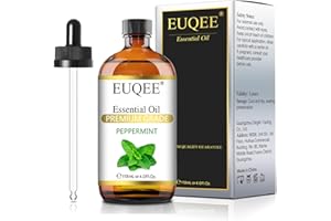 EUQEE Olio Essenziale Menta Piperita 118ml, 100% Naturali Puri Olio Essenziale Menta, Oli Essenziali per Diffusori, Perfetto per Relax, Bagno, Aromaterapia