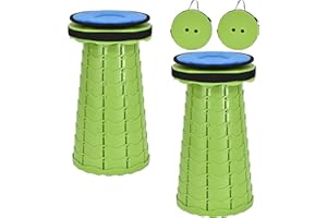 FXKS 2 Pack Portable Folding Stool with Cushion,Retractable Folding Stool Max Load Capacity 180 KG, Lightweight Collapsible Stools for Fishing Camping Hiking Outdoor BBQ -Green