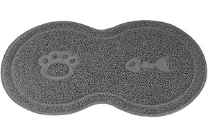 KINGCOO Tappetino Lettiera per Gatti Materassino, Impermeabile Animali Domestici Tappeto per Toilette Gatto Tavola Stuoia Alimentare,PVC,45cm x 25cm (Grigio)